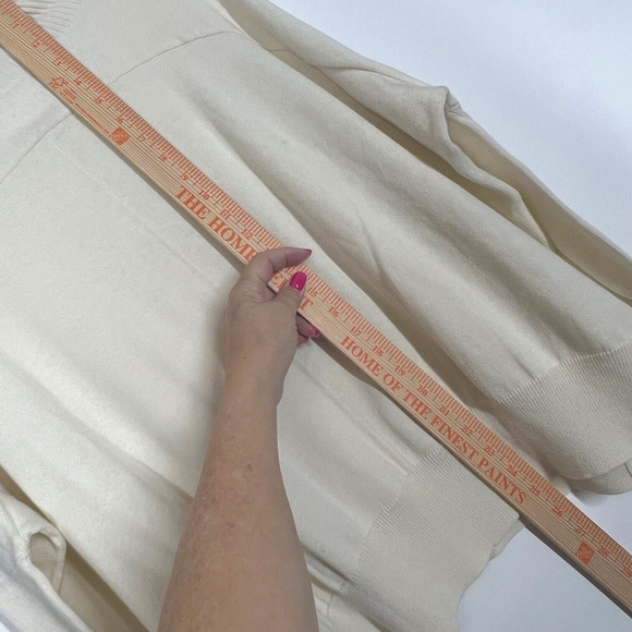 Pullover Sweater Womens XL Cream Drop Shoulder Turtleneck Buckled Strap Accent - Picture 5 of 8